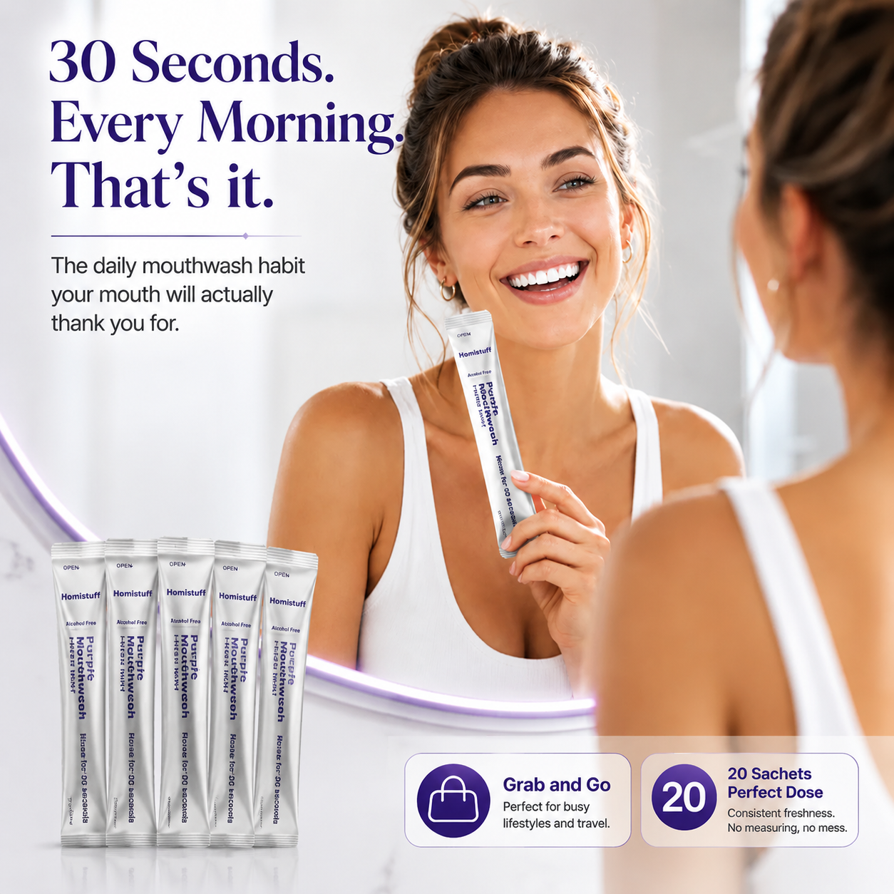 HomiStuff™ Purple Whitening Mouthwash — Bright Smile Formula
