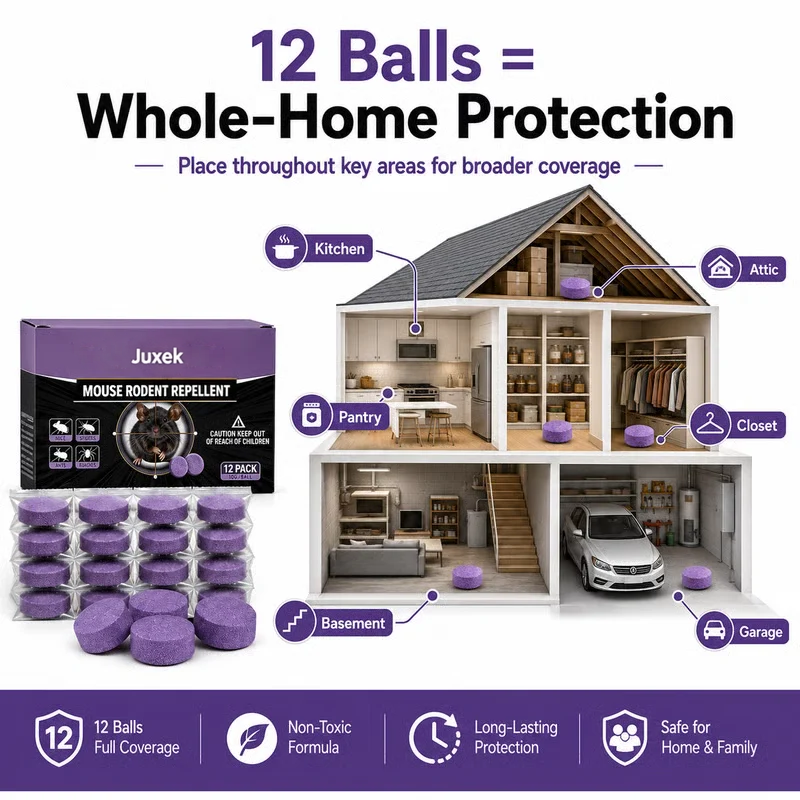 12-Pack Rodent Repellent Balls for Home Kitchen Effective Pest Control Solution